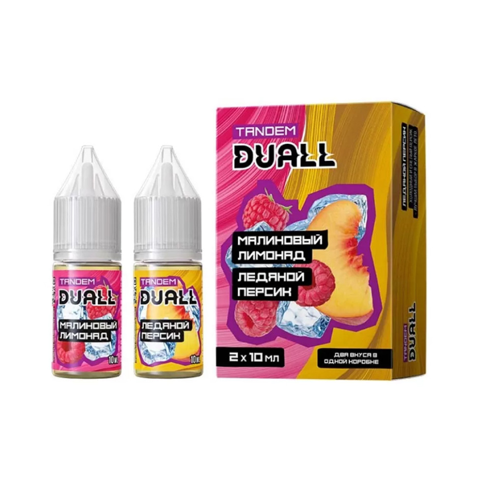 Жидкость SALT Duall Tandem 20mg 2 по 10 мл - Малиновый лимонад. Ледяной персик.