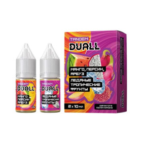 Жидкость SALT Duall Tandem 20mg 2 по 10 мл - Манго, персик, арбуз. Ледяные тропические фрукты.