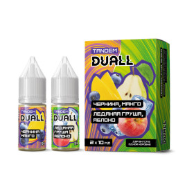 Жидкость SALT Duall Tandem 20mg 2 по 10 мл - Черника, манго. Ледяная груша, яблоко.
