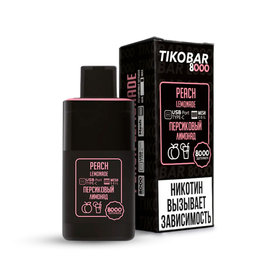 Эл. сигарета TIKOBAR (8000) - Peach lemonade (Персиковый лимонад)