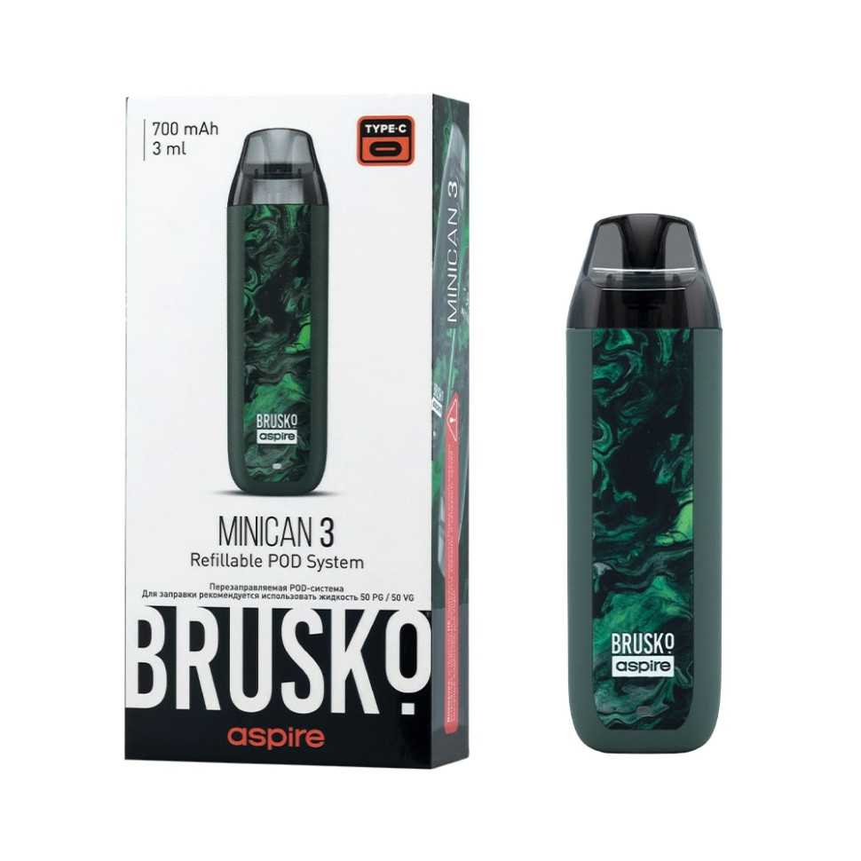 POD-система Brusko Minican 3 - Тёмно-зелёный флюид