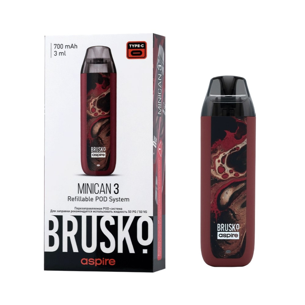 POD-система Brusko Minican 3 - Тёмно-красный флюид