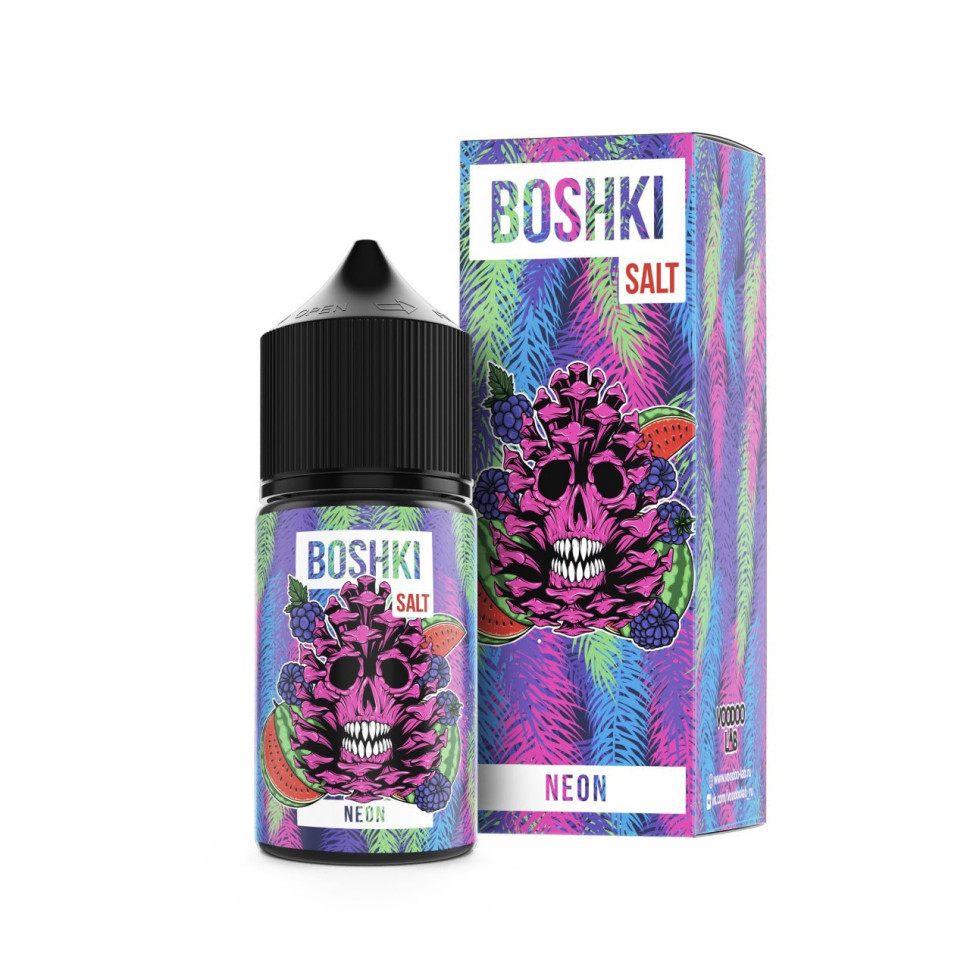 Жидкость SALT Boshki 30мл 20мг - NEON (Сочный микс арбуза и ежевики, украшенный хвойной веточкой)